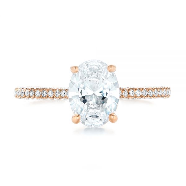 18k Rose Gold 18k Rose Gold Oval Diamond Engagement Ring - Top View -  102561