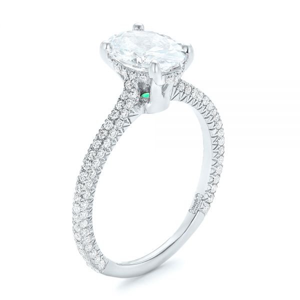 14k White Gold 14k White Gold Oval Diamond Engagement Ring - Three-Quarter View -  102561