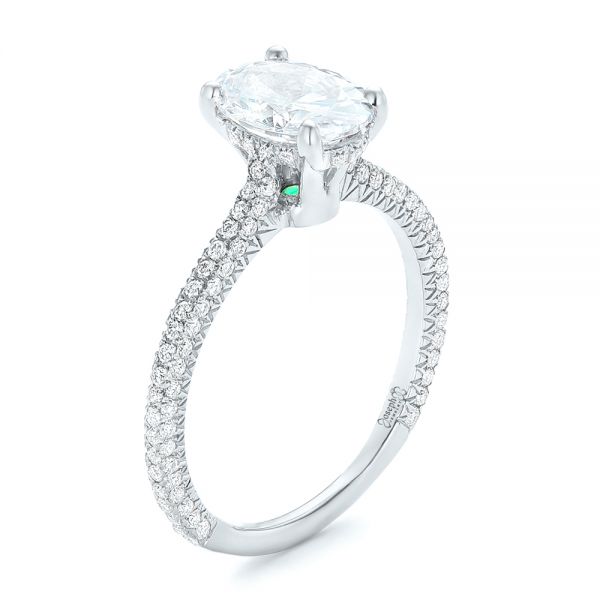 14k White Gold 14k White Gold Oval Diamond Engagement Ring - Three-Quarter View - 102561