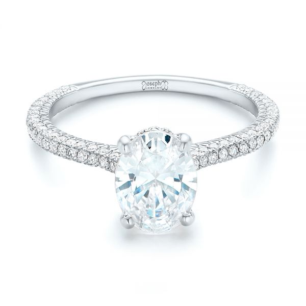 14k White Gold 14k White Gold Oval Diamond Engagement Ring - Flat View - 102561