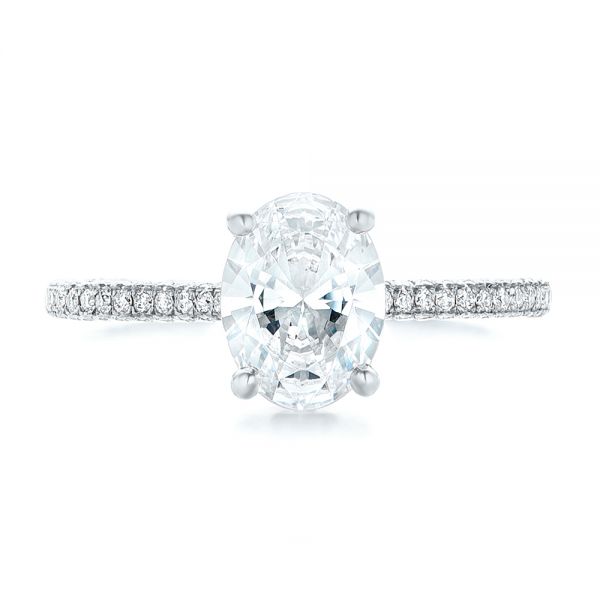 14k White Gold 14k White Gold Oval Diamond Engagement Ring - Top View - 102561