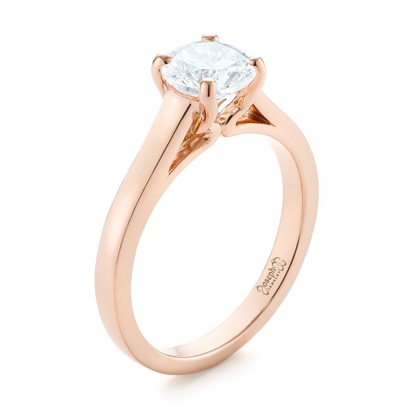 14k Rose Gold Solitaire Diamond Engagement Ring - Three-Quarter View -  104086