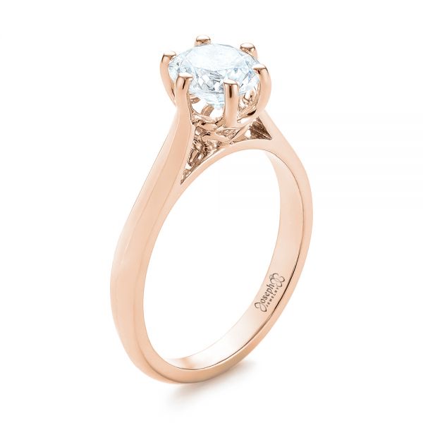 18k Rose Gold 18k Rose Gold Solitaire Diamond Engagement Ring - Three-Quarter View -  104114