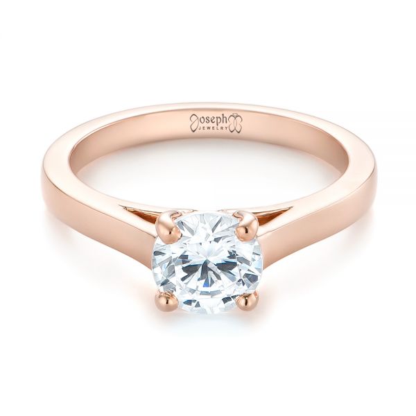 14k Rose Gold Solitaire Diamond Engagement Ring - Flat View -  104086