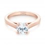 14k Rose Gold Solitaire Diamond Engagement Ring - Flat View -  104086 - Thumbnail