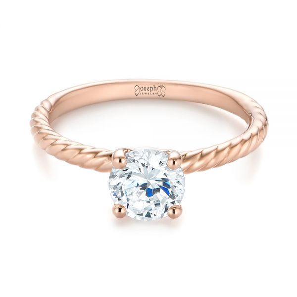 18k Rose Gold 18k Rose Gold Solitaire Diamond Engagement Ring - Flat View -  104113