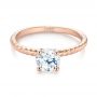 14k Rose Gold Solitaire Diamond Engagement Ring - Flat View -  104113 - Thumbnail