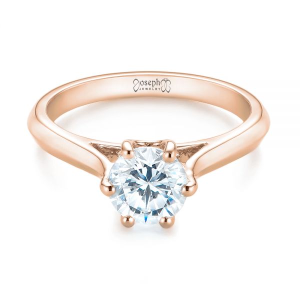14k Rose Gold 14k Rose Gold Solitaire Diamond Engagement Ring - Flat View -  104114
