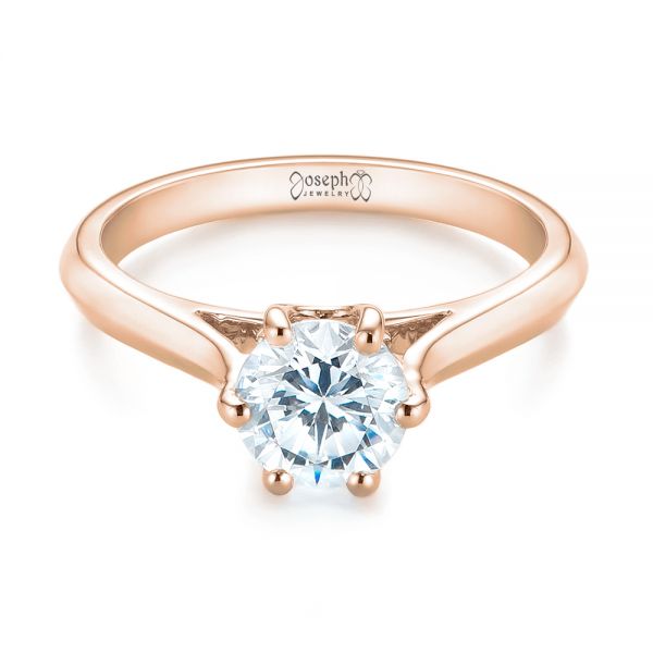 18k Rose Gold 18k Rose Gold Solitaire Diamond Engagement Ring - Flat View - 104114