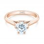 18k Rose Gold 18k Rose Gold Solitaire Diamond Engagement Ring - Flat View -  104114 - Thumbnail