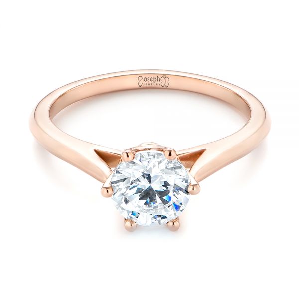 14k Rose Gold Solitaire Diamond Engagement Ring - Flat View - 104173