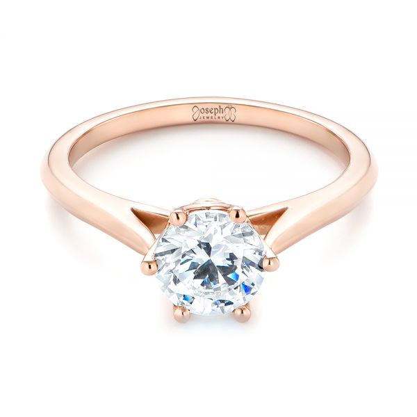 14k Rose Gold Solitaire Diamond Engagement Ring - Flat View -  104173