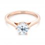 14k Rose Gold Solitaire Diamond Engagement Ring - Flat View -  104173 - Thumbnail