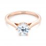 18k Rose Gold 18k Rose Gold Solitaire Diamond Engagement Ring - Flat View -  104173 - Thumbnail