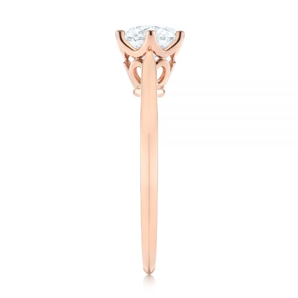 14k Rose Gold Solitaire Diamond Engagement Ring - Side View - 104173