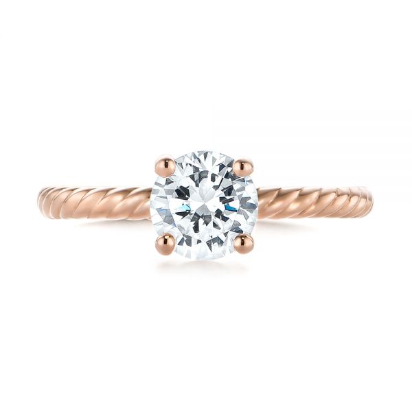 14k Rose Gold Solitaire Diamond Engagement Ring - Top View -  104113