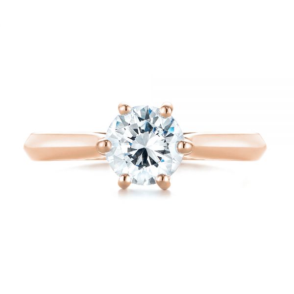 18k Rose Gold 18k Rose Gold Solitaire Diamond Engagement Ring - Top View -  104114