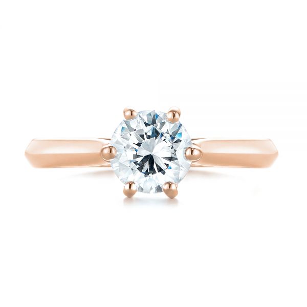 18k Rose Gold 18k Rose Gold Solitaire Diamond Engagement Ring - Top View - 104114