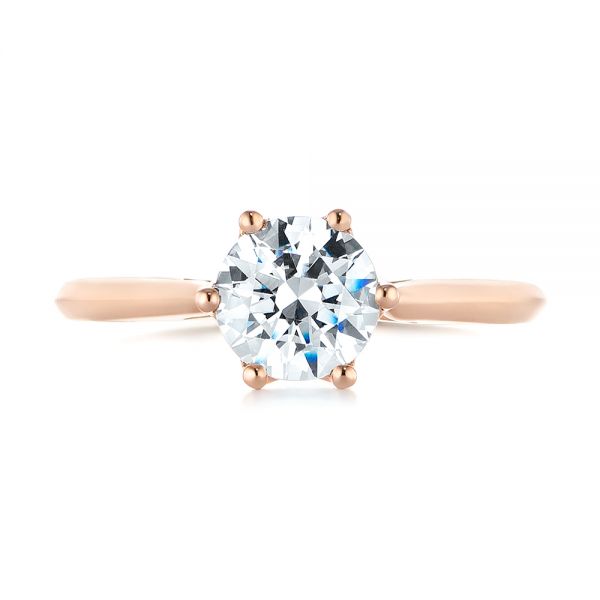 14k Rose Gold Solitaire Diamond Engagement Ring - Top View - 104173