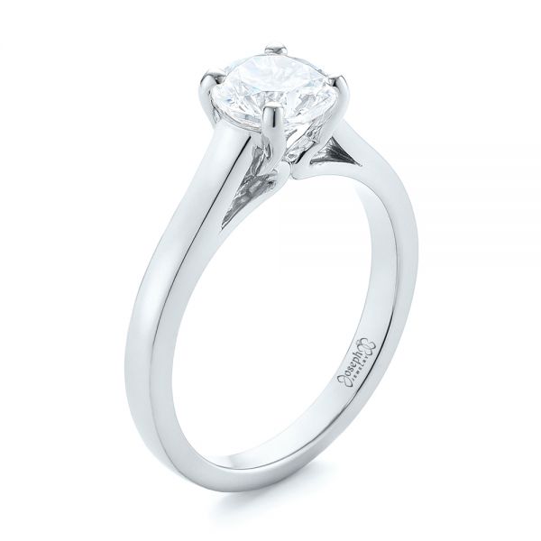 14k White Gold 14k White Gold Solitaire Diamond Engagement Ring - Three-Quarter View - 104086