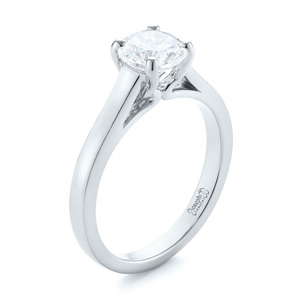 18k White Gold 18k White Gold Solitaire Diamond Engagement Ring - Three-Quarter View -  104086