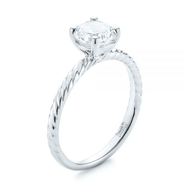 14k White Gold 14k White Gold Solitaire Diamond Engagement Ring - Three-Quarter View -  104113
