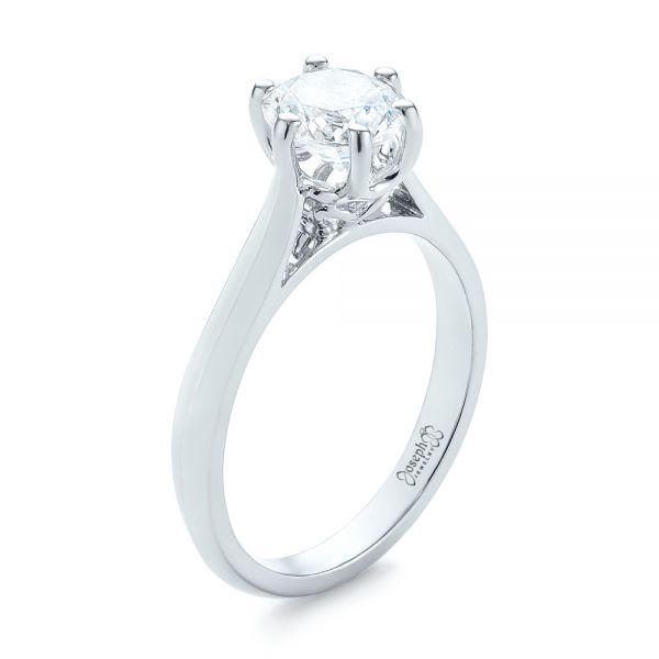 14k White Gold 14k White Gold Solitaire Diamond Engagement Ring - Three-Quarter View -  104114