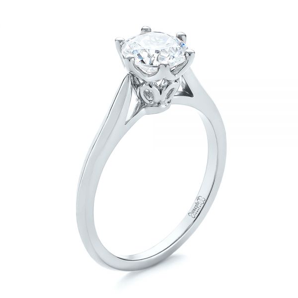 18k White Gold 18k White Gold Solitaire Diamond Engagement Ring - Three-Quarter View -  104173