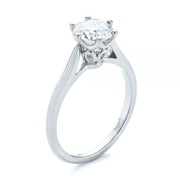 14k White Gold 14k White Gold Solitaire Diamond Engagement Ring - Three-Quarter View -  104173