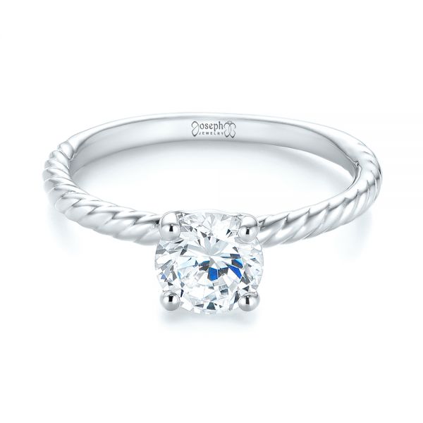 14k White Gold 14k White Gold Solitaire Diamond Engagement Ring - Flat View -  104113