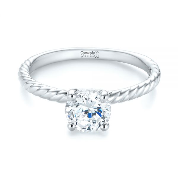 14k White Gold 14k White Gold Solitaire Diamond Engagement Ring - Flat View - 104113