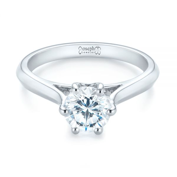 18k White Gold Solitaire Diamond Engagement Ring - Flat View -  104114