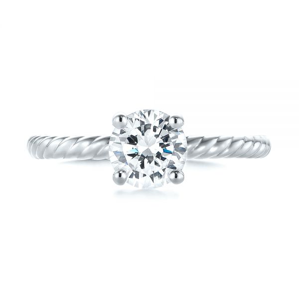 14k White Gold 14k White Gold Solitaire Diamond Engagement Ring - Top View -  104113