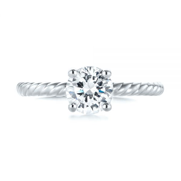 14k White Gold 14k White Gold Solitaire Diamond Engagement Ring - Top View - 104113