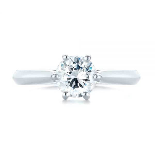 18k White Gold Solitaire Diamond Engagement Ring - Top View -  104114