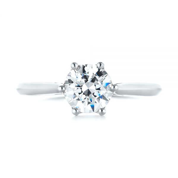 Platinum Platinum Solitaire Diamond Engagement Ring - Top View - 104173