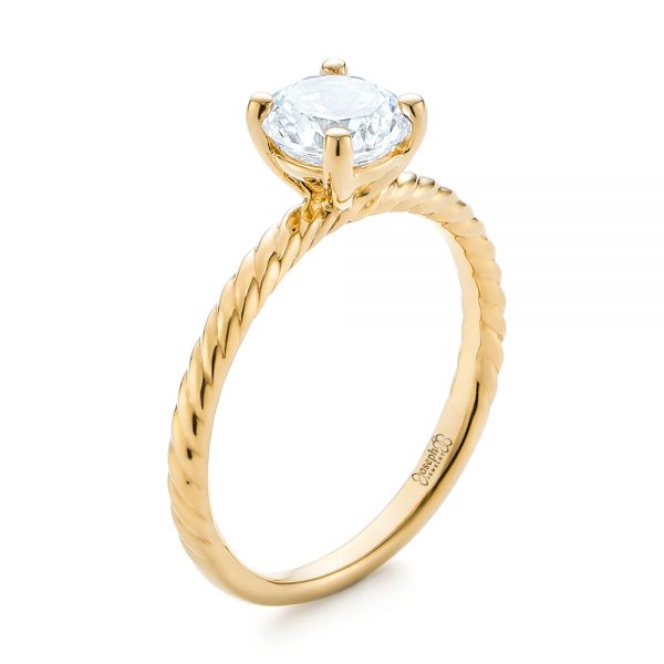 14k Yellow Gold 14k Yellow Gold Solitaire Diamond Engagement Ring - Three-Quarter View -  104113