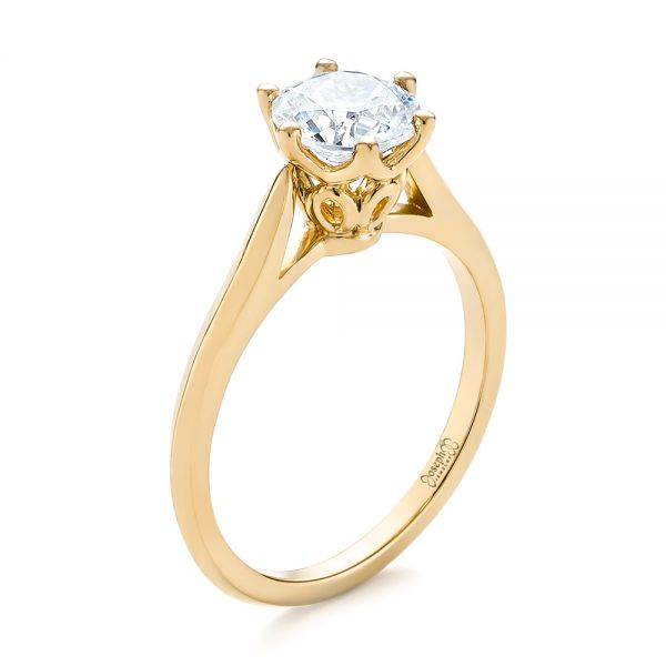 18k Yellow Gold 18k Yellow Gold Solitaire Diamond Engagement Ring - Three-Quarter View -  104173