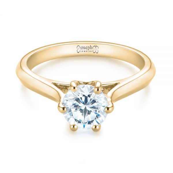 14k Yellow Gold 14k Yellow Gold Solitaire Diamond Engagement Ring - Flat View -  104114