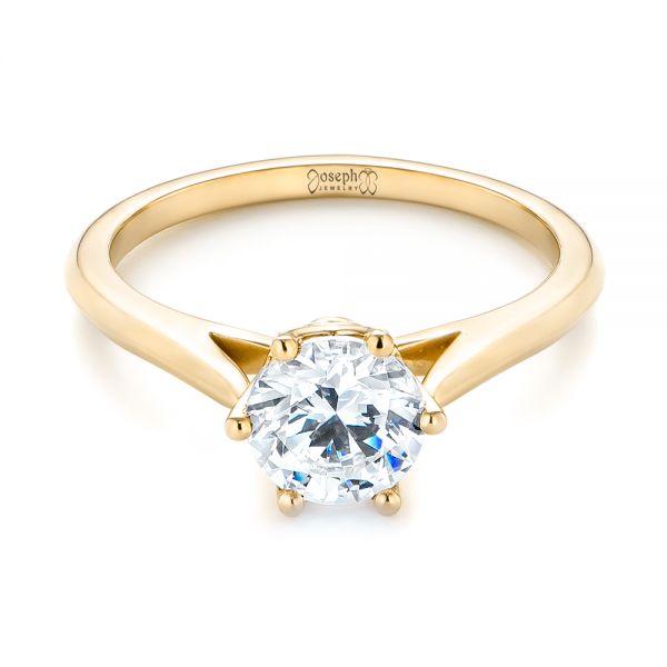 18k Yellow Gold 18k Yellow Gold Solitaire Diamond Engagement Ring - Flat View -  104173