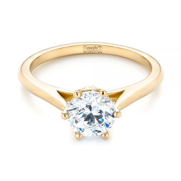 14k Yellow Gold 14k Yellow Gold Solitaire Diamond Engagement Ring - Flat View -  104173