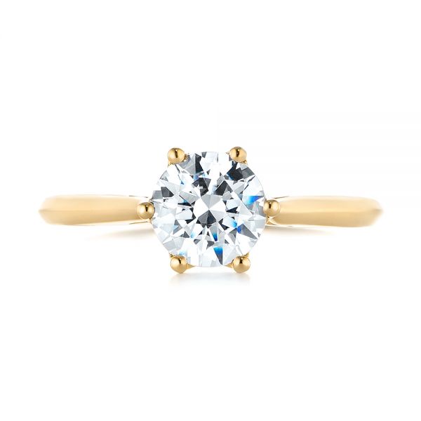 18k Yellow Gold 18k Yellow Gold Solitaire Diamond Engagement Ring - Top View -  104173