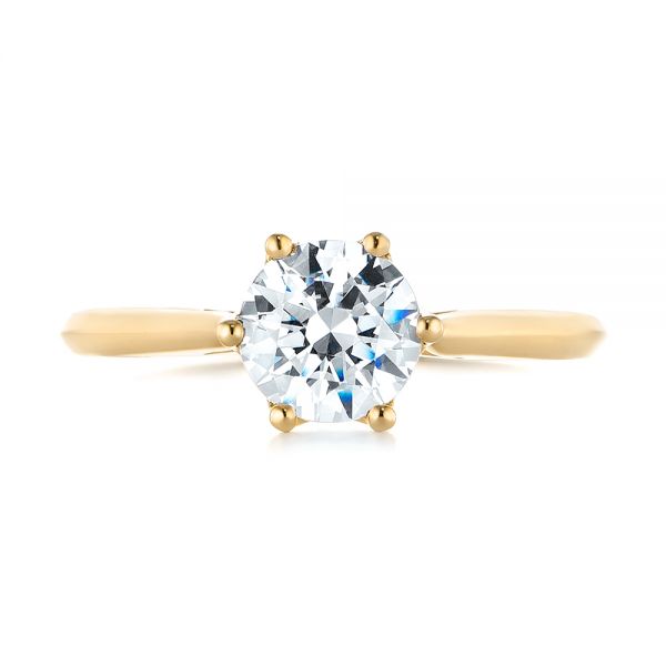 14k Yellow Gold 14k Yellow Gold Solitaire Diamond Engagement Ring - Top View - 104173