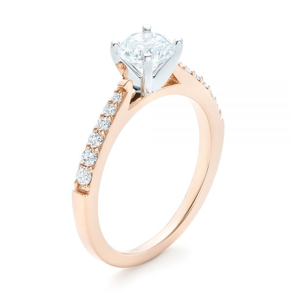 18k Rose Gold And 18K Gold 18k Rose Gold And 18K Gold Diamond Engagement Ring - Three-Quarter View -  102584