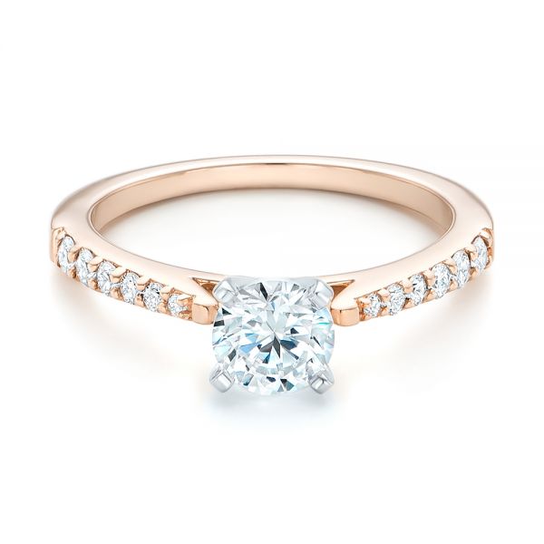 14k Rose Gold And 18K Gold 14k Rose Gold And 18K Gold Diamond Engagement Ring - Flat View -  102584