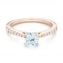 14k Rose Gold And 14K Gold Diamond Engagement Ring - Flat View -  102584 - Thumbnail