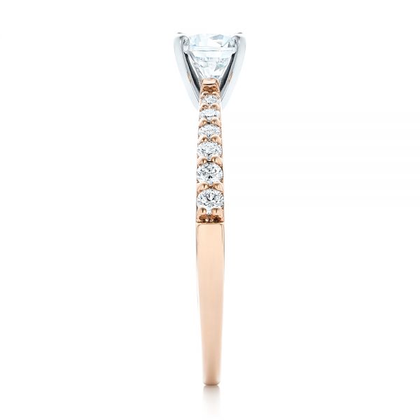14k Rose Gold And 14K Gold Diamond Engagement Ring - Side View -  102584