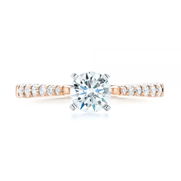 14k Rose Gold And 18K Gold 14k Rose Gold And 18K Gold Diamond Engagement Ring - Top View -  102584