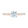 14k Rose Gold And 14K Gold Diamond Engagement Ring - Top View -  102584 - Thumbnail