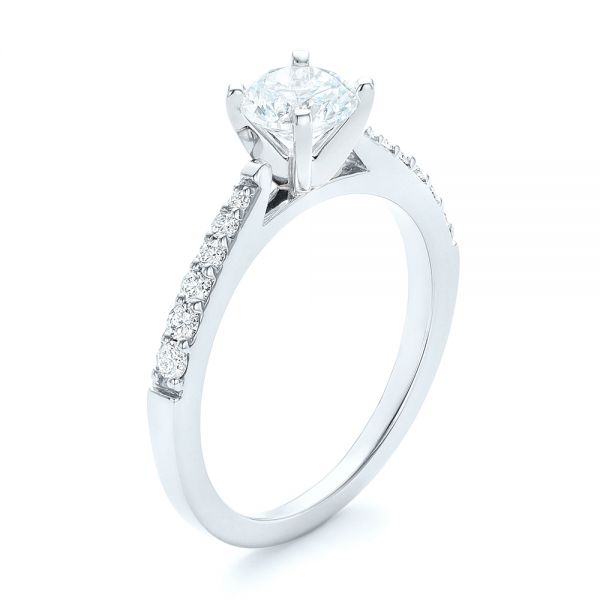 18k White Gold And Platinum 18k White Gold And Platinum Diamond Engagement Ring - Three-Quarter View -  102584